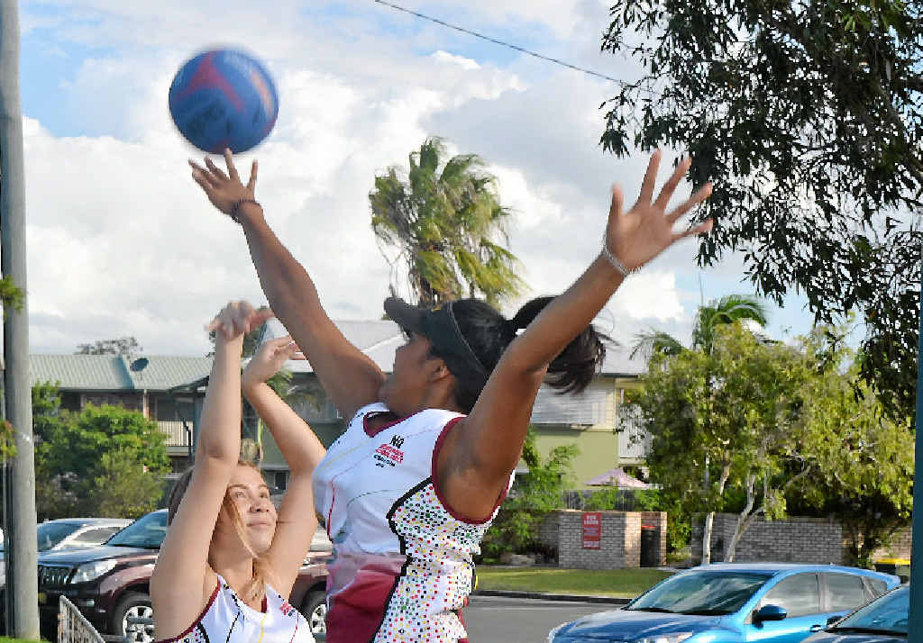 STATE DUTIES: Rikarra Benjamin defends Shanae Sirriss and the pair has been selected in the under-16 and under-14 Queensland Indigenous teams. STATE DUTIES: Rikarra Benjamin defends Shanae Sirriss and the pair has been selected in the under-16 and under-14 Queensland Indigenous teams.