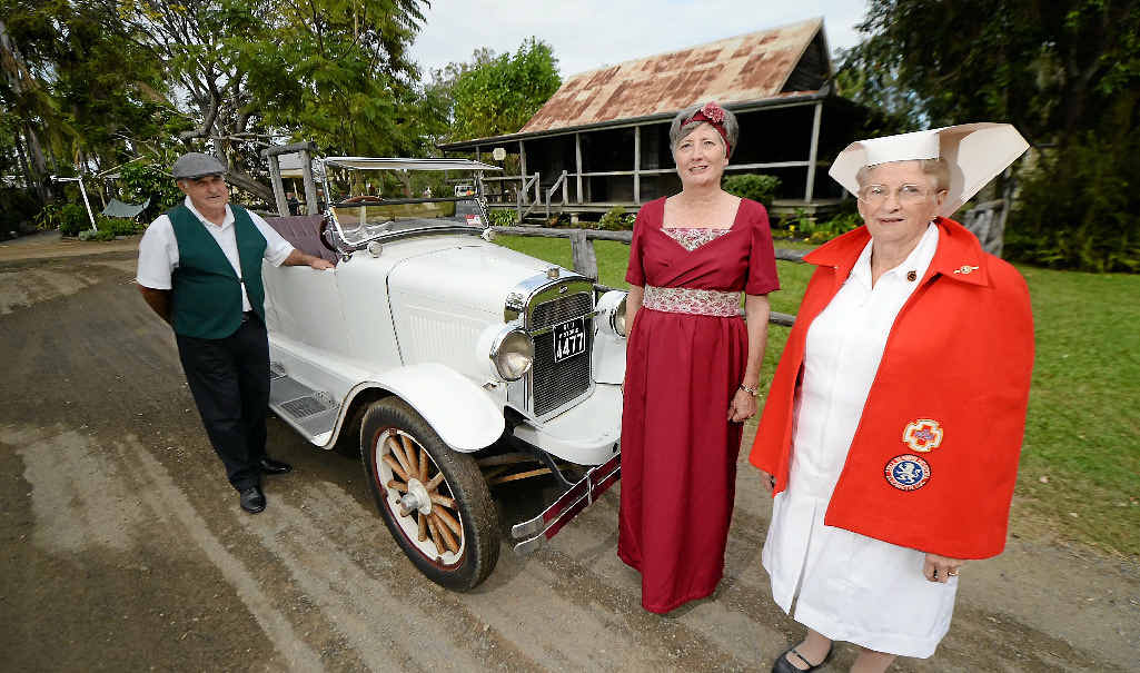 PIECE OF HISTORY: Bevan Pettett, Betty Rixon and Lorraine Antonello at the Heritage Village, where tours in vintage cars bring history to life. PIECE OF HISTORY: Bevan Pettett, Betty Rixon and Lorraine Antonello at the Heritage Village, where tours in vintage cars bring history to life.