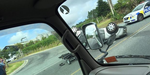 Police found the five-month-old baby girl lying next to the crashed car after a police chase that reached speeds of 150kmh. Police found the five-month-old baby girl lying next to the crashed car after a police chase that reached speeds of 150kmh.