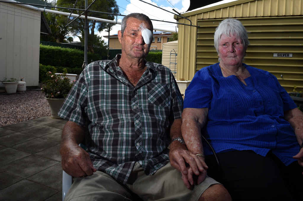 HARD TIME: Black Lung disease sufferer Percy Verrall and his wife Daphne at their house near Ipswich yesterday. Mr Verrall, a former coal miner, is Australia’s first victim of black lung disease in 30 years. INSET: Percy Verrall covered in black dust during his days as a coal miner. HARD TIME: Black Lung disease sufferer Percy Verrall and his wife Daphne at their house near Ipswich yesterday. Mr Verrall, a former coal miner, is Australia’s first victim of black lung disease in 30 years. INSET: Percy Verrall covered in black dust during his days as a coal miner.