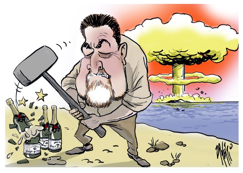 Cartoonist Zanetti’s take on the epic battle. Cartoonist Zanetti’s take on the epic battle.