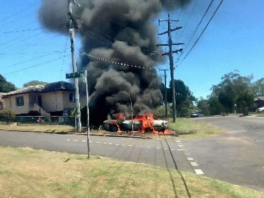INFERNO: A 28-year-old Leichhardt woman escaped the fire that engulfed her Mitsubishi Magna after she allegedly set fire to it herself. INFERNO: A 28-year-old Leichhardt woman escaped the fire that engulfed her Mitsubishi Magna after she allegedly set fire to it herself.
