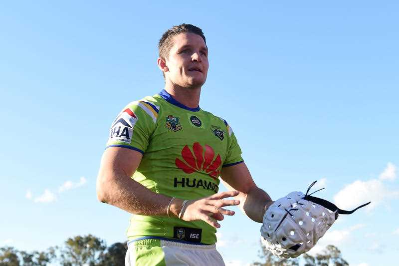 Jarrod Croker of the Raiders celebrates his team win against the Panthers during the round 20 NRL match between the Penrith Panthers and the Canberra Raiders at Centrebet Stadium in Sydney on Sunday, July 26, 2015. Jarrod Croker of the Raiders celebrates his team win against the Panthers during the round 20 NRL match between the Penrith Panthers and the Canberra Raiders at Centrebet Stadium in Sydney on Sunday, July 26, 2015.