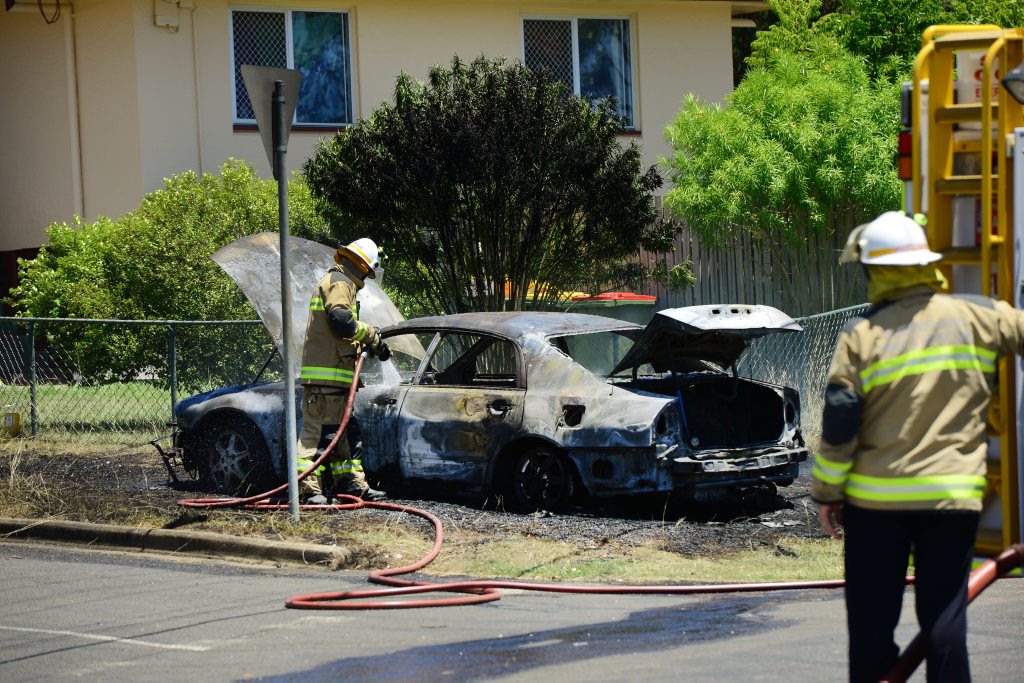 A car was set on fire in Jane Street Leichhardt. Photo: David Nielsen / The Queensland Times A car was set on fire in Jane Street Leichhardt. Photo: David Nielsen / The Queensland Times
