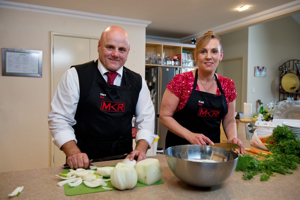 My Kitchen Rules contestants Nev and Kell pictured during their instant restaurant in Secret Harbour, WA. My Kitchen Rules contestants Nev and Kell pictured during their instant restaurant in Secret Harbour, WA.