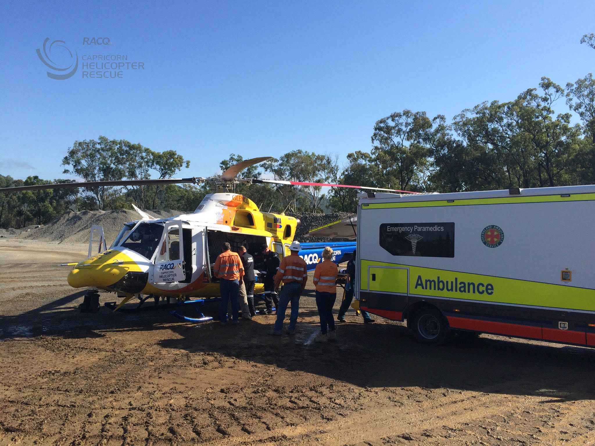 An intensive care paramedic stabilised the man at the scene in Yarwun before transporting him to Rockhampton hospital. An intensive care paramedic stabilised the man at the scene in Yarwun before transporting him to Rockhampton hospital.