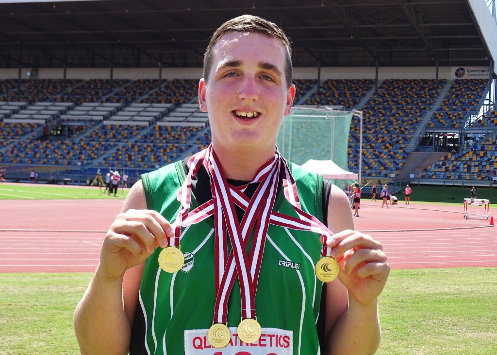 Ipswich and District Athletics Club thrower Zac Caterson won four events at the 2016 Queensland junior championships. Photo: Contributed Ipswich and District Athletics Club thrower Zac Caterson won four events at the 2016 Queensland junior championships. Photo: Contributed
