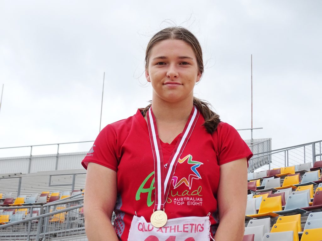 Ipswich and District Athletics Club thrower Rochelle Vidler broke the state under 16 and under 18 hammer records. Photo: Contributed Ipswich and District Athletics Club thrower Rochelle Vidler broke the state under 16 and under 18 hammer records. Photo: Contributed