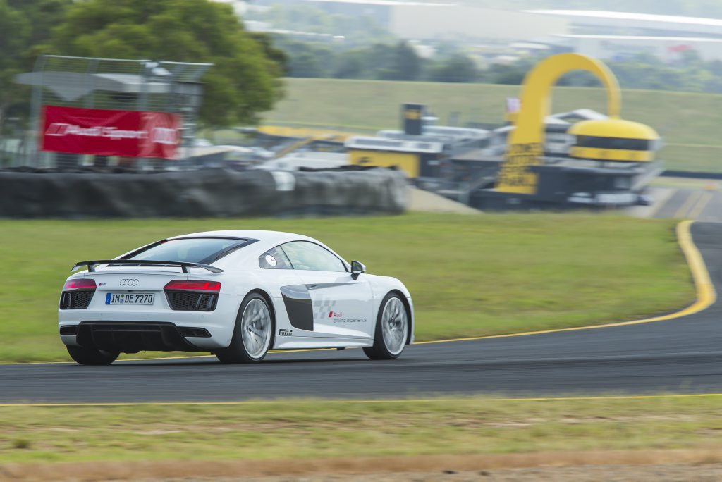 Pre-production 2016 Audi R8 V10 Plus Coupe being tested at Sydney Motorsport Park. Photo: Mark Bean Pre-production 2016 Audi R8 V10 Plus Coupe being tested at Sydney Motorsport Park. Photo: Mark Bean