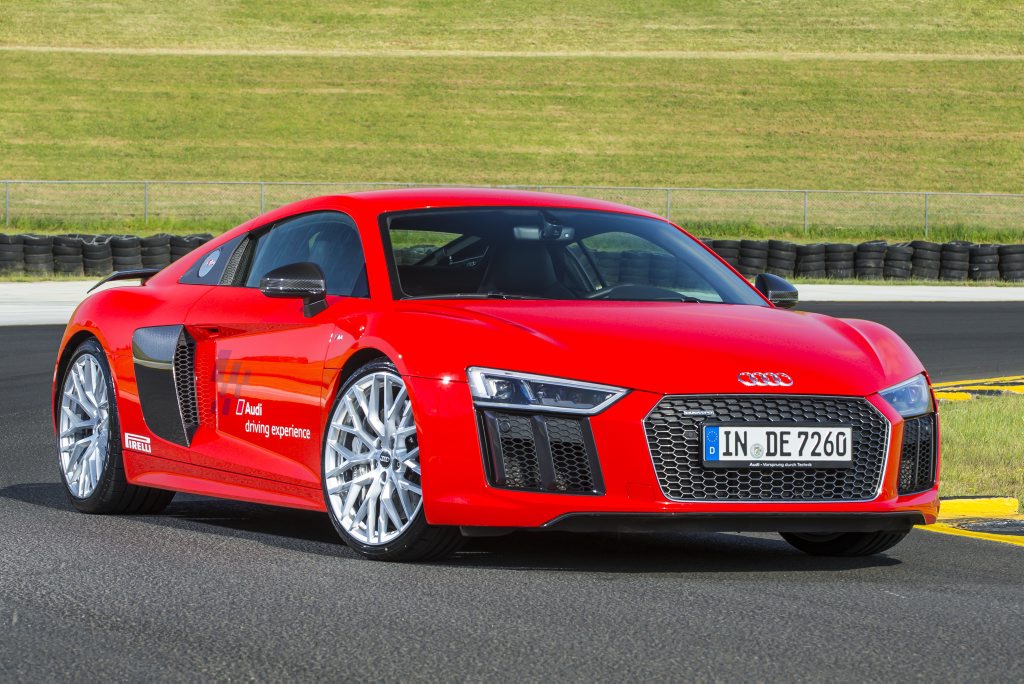 Pre-production 2016 Audi R8 V10 Plus Coupe being tested at Sydney Motorsport Park. Photo: Mark Bean Pre-production 2016 Audi R8 V10 Plus Coupe being tested at Sydney Motorsport Park. Photo: Mark Bean