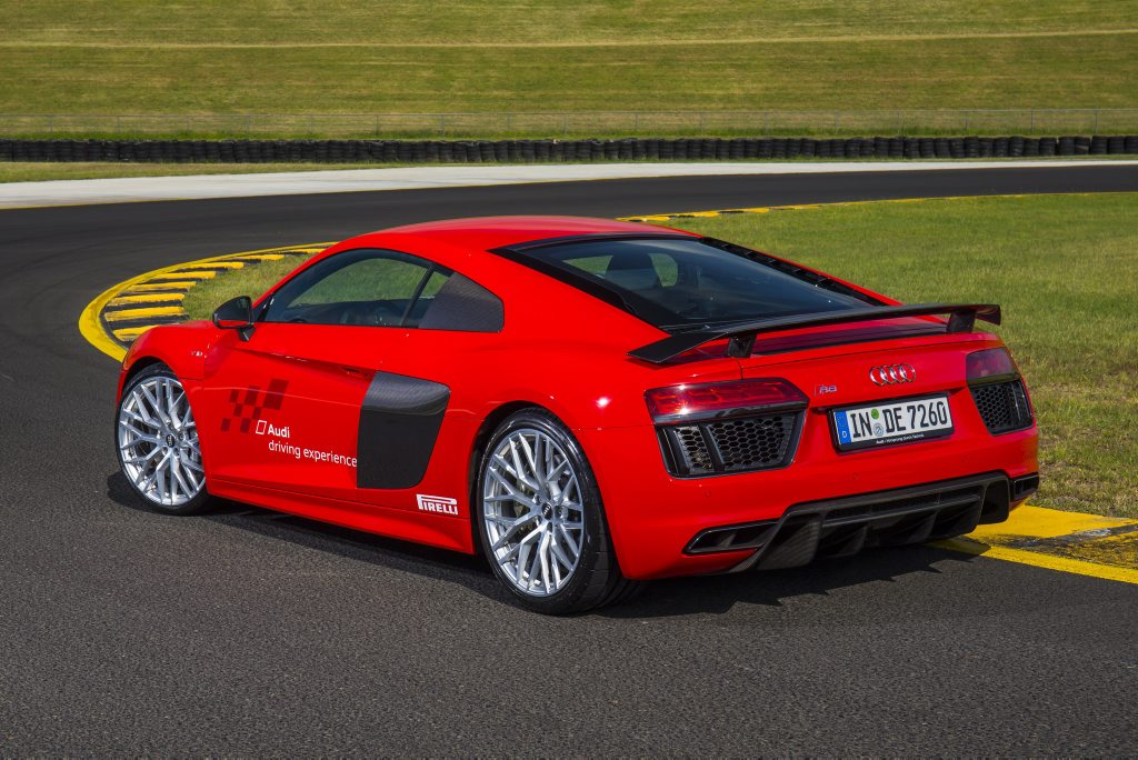 Pre-production 2016 Audi R8 V10 Plus Coupe being tested at Sydney Motorsport Park. Photo: Mark Bean Pre-production 2016 Audi R8 V10 Plus Coupe being tested at Sydney Motorsport Park. Photo: Mark Bean