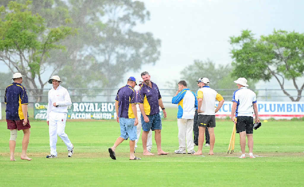 A downpour at Murgon calls off the first day of the A-grade Crusaders v RSL Services match. A downpour at Murgon calls off the first day of the A-grade Crusaders v RSL Services match.
