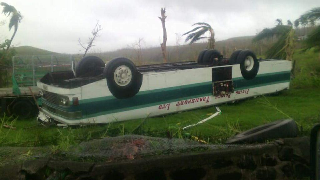An overturned bus in Fiji. An overturned bus in Fiji.