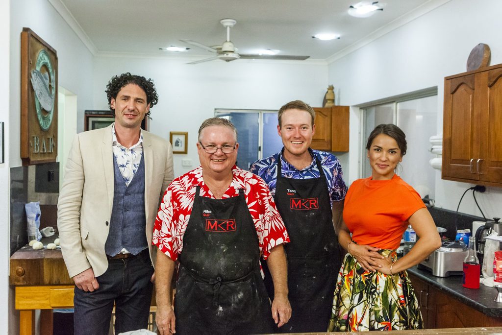 My Kitchen Rules contestants Mike and Tarq pictured with judges Colin Fassnidge and Rachel Khoo. My Kitchen Rules contestants Mike and Tarq pictured with judges Colin Fassnidge and Rachel Khoo.