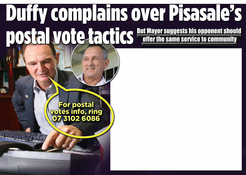 Mayoral candidate Gary Duffy has accused Ipswich Mayor Paul Pisasale of beginning his election campaign with “dirty tricks”. Mayoral candidate Gary Duffy has accused Ipswich Mayor Paul Pisasale of beginning his election campaign with “dirty tricks”.