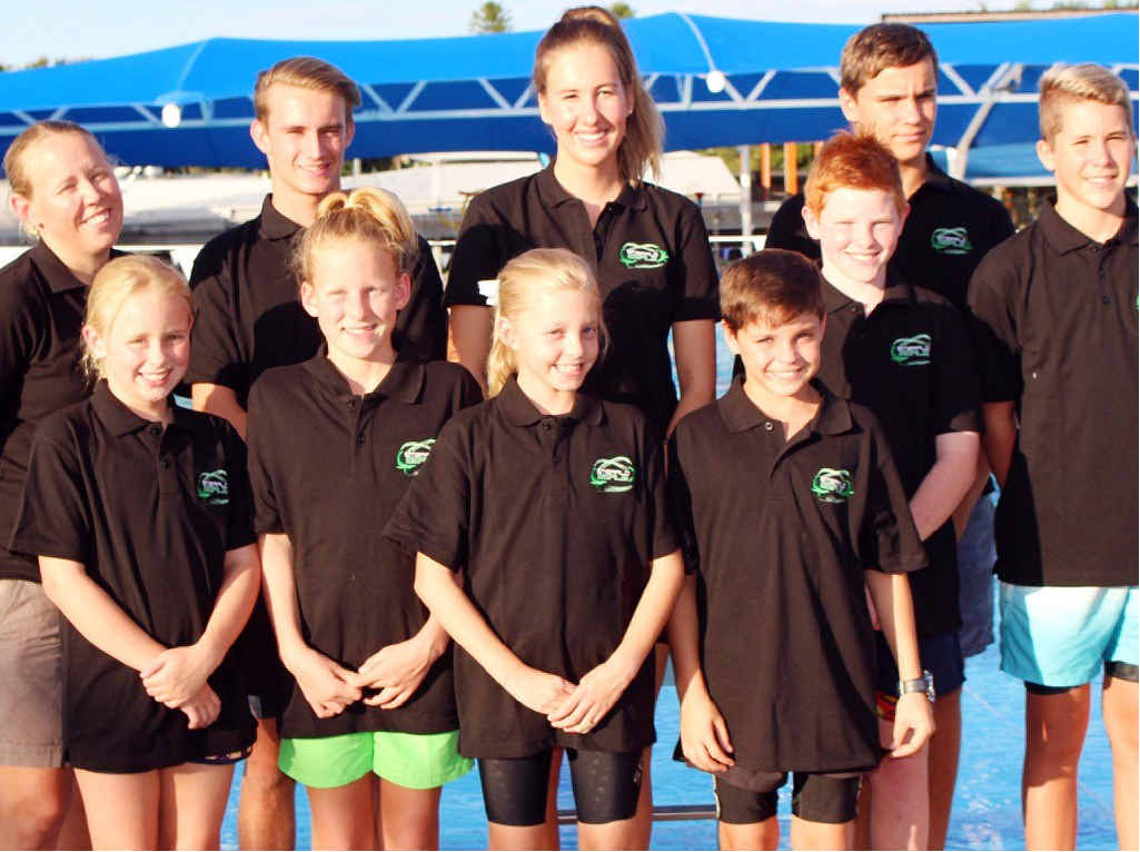 GREAT EFFORT: Jodi Sprought (coach) Aiden Mayne, Caitlin Hill, Brandon Havemann and Ben Gaskin, front (left to right) - Tegan Sprought, Bronte Gray, Emily Millar, Jared Havemann and Liam Anderson. INSET: Tegan Sprought with her ribbon for finishing inside the top 10 at the Queensland Sprint Championships at the weekend. GREAT EFFORT: Jodi Sprought (coach) Aiden Mayne, Caitlin Hill, Brandon Havemann and Ben Gaskin, front (left to right) - Tegan Sprought, Bronte Gray, Emily Millar, Jared Havemann and Liam Anderson. INSET: Tegan Sprought with her ribbon for finishing inside the top 10 at the Queensland Sprint Championships at the weekend.