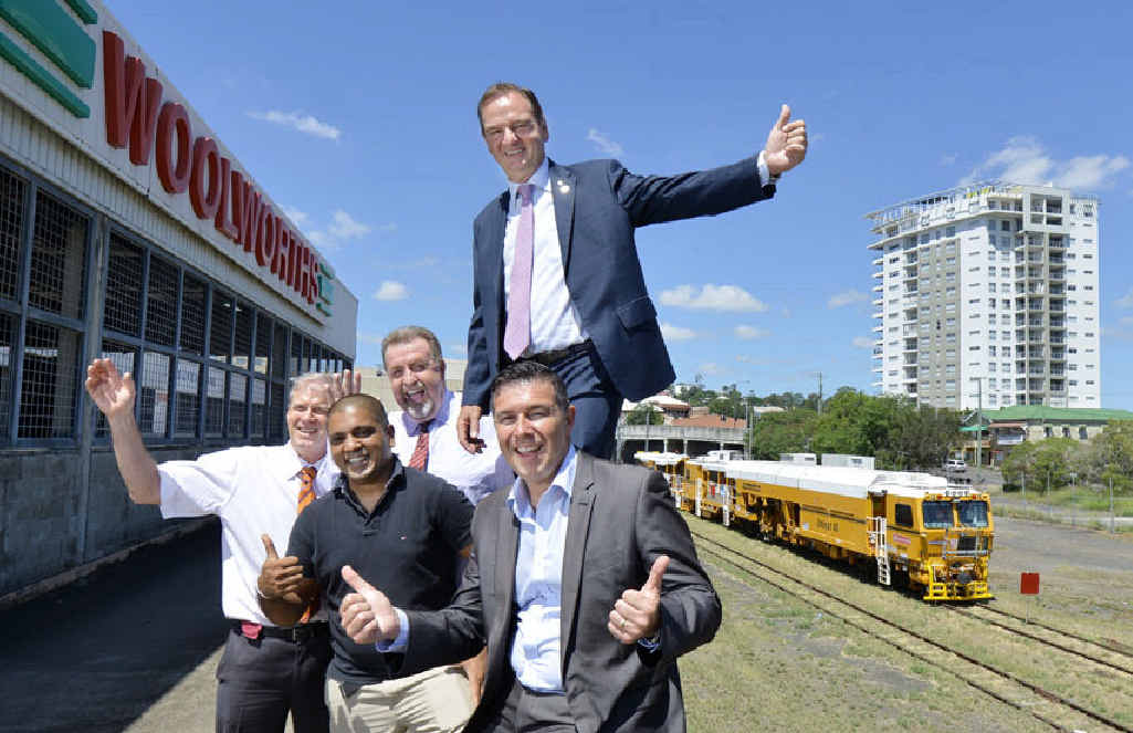 A new lagoon has been announced for the Ipswich CBD. Pictured is owner of Discount Drugs Store Bob Slater, owner of Hello World Suraj Arachchige, Cr Paul Tully, Mayor Paul Pisasale and Cr Andrew Antoniolli. A new lagoon has been announced for the Ipswich CBD. Pictured is owner of Discount Drugs Store Bob Slater, owner of Hello World Suraj Arachchige, Cr Paul Tully, Mayor Paul Pisasale and Cr Andrew Antoniolli.