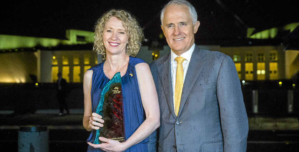 Dr Catherine Keenan with Prime Minister Malcolm Turnbull at Parliament House on Australia Day. Dr Catherine Keenan with Prime Minister Malcolm Turnbull at Parliament House on Australia Day.