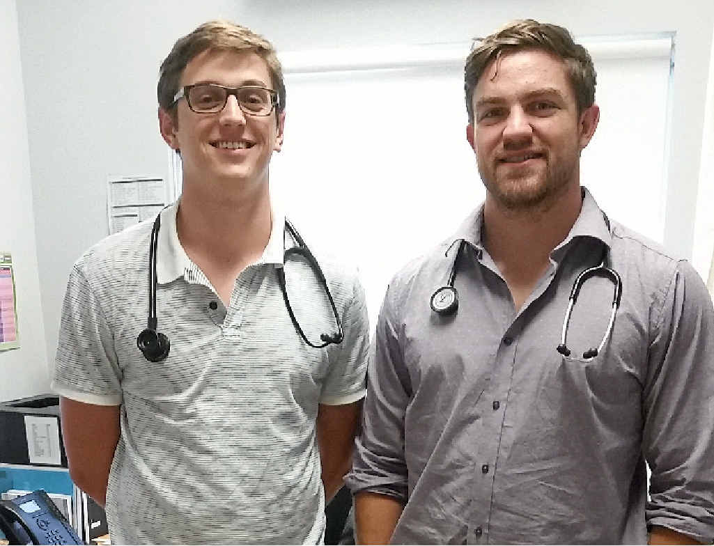 ON THE JOB: Student doctors Harry Theile and Jack De Guingand have wrapped up an eight-week placement at Theodore Medical Centre. ON THE JOB: Student doctors Harry Theile and Jack De Guingand have wrapped up an eight-week placement at Theodore Medical Centre.
