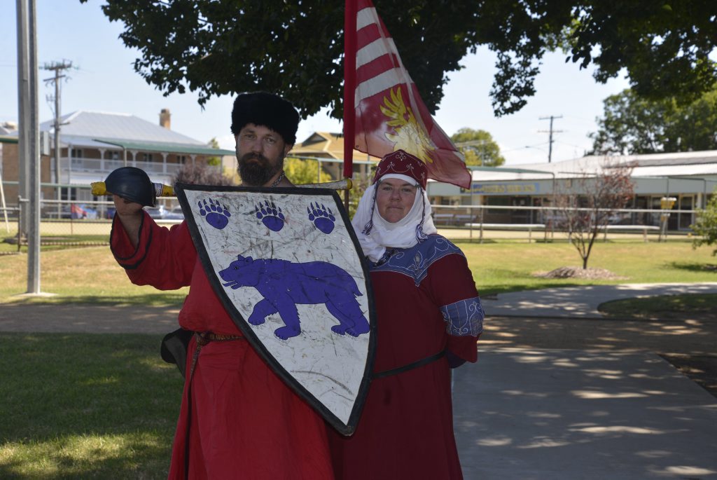 Matt and Rebecca Dolton at the Canton of Stegby demonstrations in Leslie Park on Saturday.