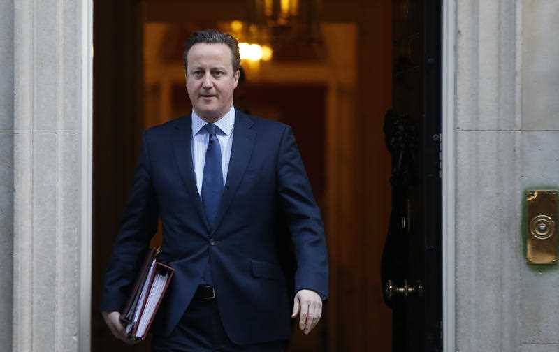 Britain's Prime Minister David Cameron leaves 10 Downing street for the House of Commons for his weekly Prime Minister's Question time, in London, Wednesday, Feb. 24, 2016. Britain's Prime Minister David Cameron leaves 10 Downing street for the House of Commons for his weekly Prime Minister's Question time, in London, Wednesday, Feb. 24, 2016.