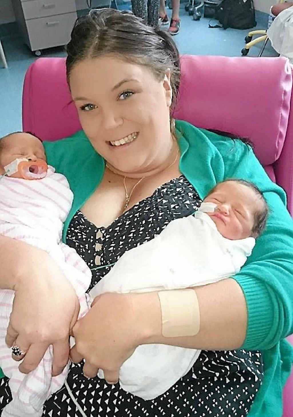 GENETIC DONOR: Jemma Bacon with twins Paige and Ashley McKinlay, born from her donated egg. GENETIC DONOR: Jemma Bacon with twins Paige and Ashley McKinlay, born from her donated egg.