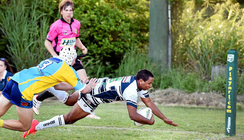TRY: Maryborough Brothers’ Ethan Miller dives in for a try during their 30-22 trial loss to Gympie Devils. Brothers start their season against Isis Devils at Stafford Park this Saturday. TRY: Maryborough Brothers’ Ethan Miller dives in for a try during their 30-22 trial loss to Gympie Devils. Brothers start their season against Isis Devils at Stafford Park this Saturday.
