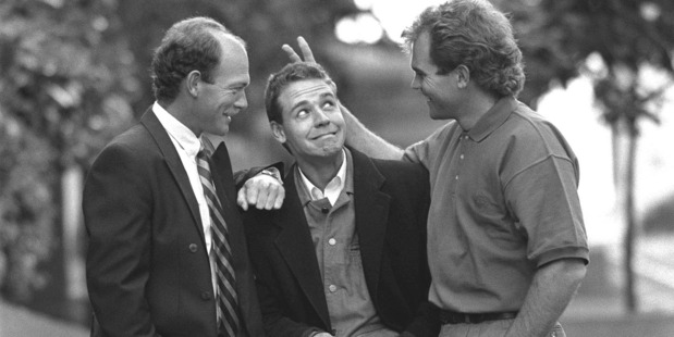 Actor Russell Crowe, centre, with cousins Jeff and Martin in 1991. Actor Russell Crowe, centre, with cousins Jeff and Martin in 1991.
