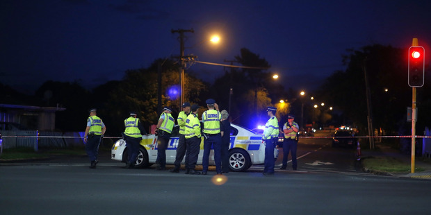 Police had a large area around Huia Road, East Tamaki blocked off last night. Photo / Dean Purcell
Police had a large area around Huia Road, East Tamaki blocked off last night. Photo / Dean Purcell