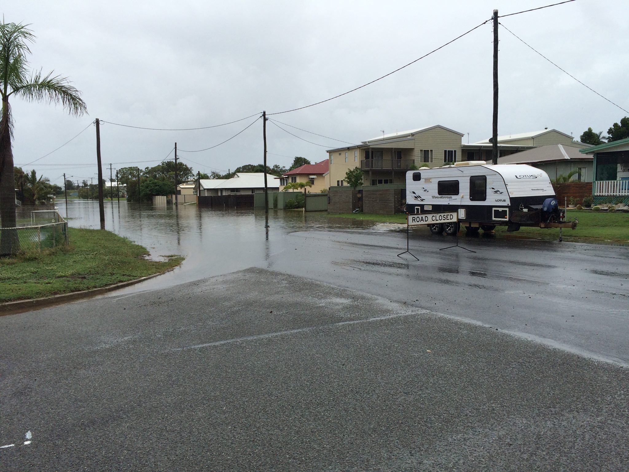 Some roads in Barney Point are closed. Some roads in Barney Point are closed.