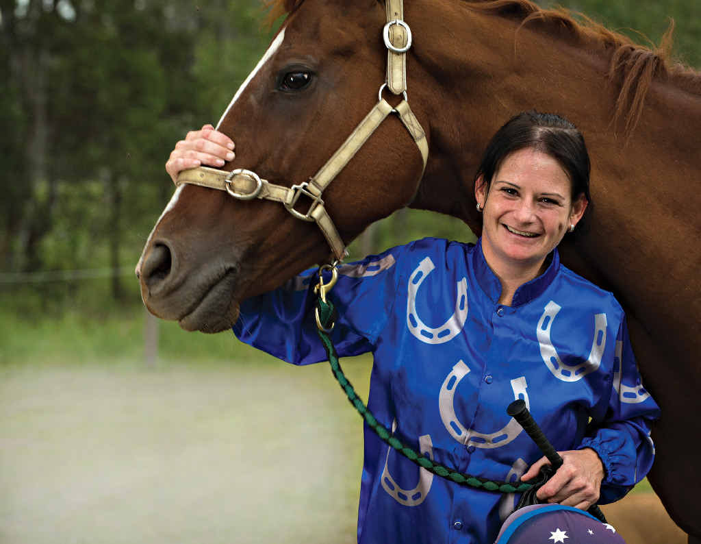 FRISKY: Retired race horse, Jazzy, needed Kelly Gates’ calming touch. FRISKY: Retired race horse, Jazzy, needed Kelly Gates’ calming touch.