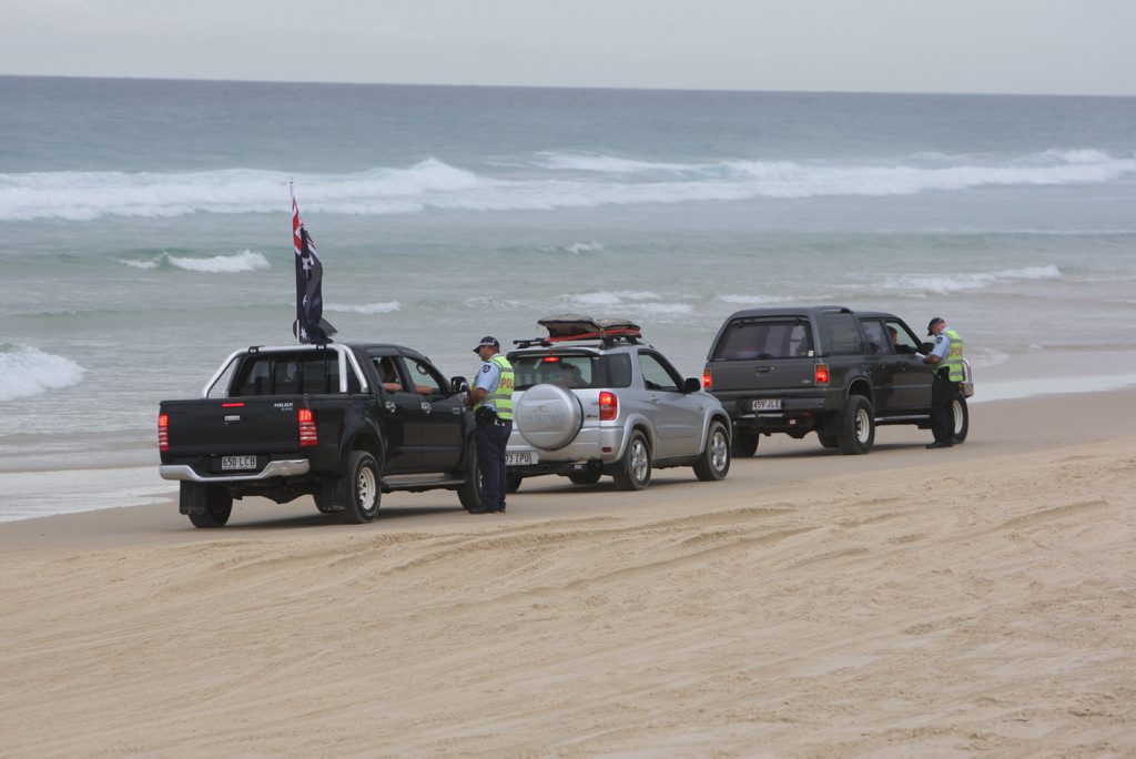 Police conduct Random Breath Testing on Teewah Beach. FILE PHOTO Police conduct Random Breath Testing on Teewah Beach. FILE PHOTO