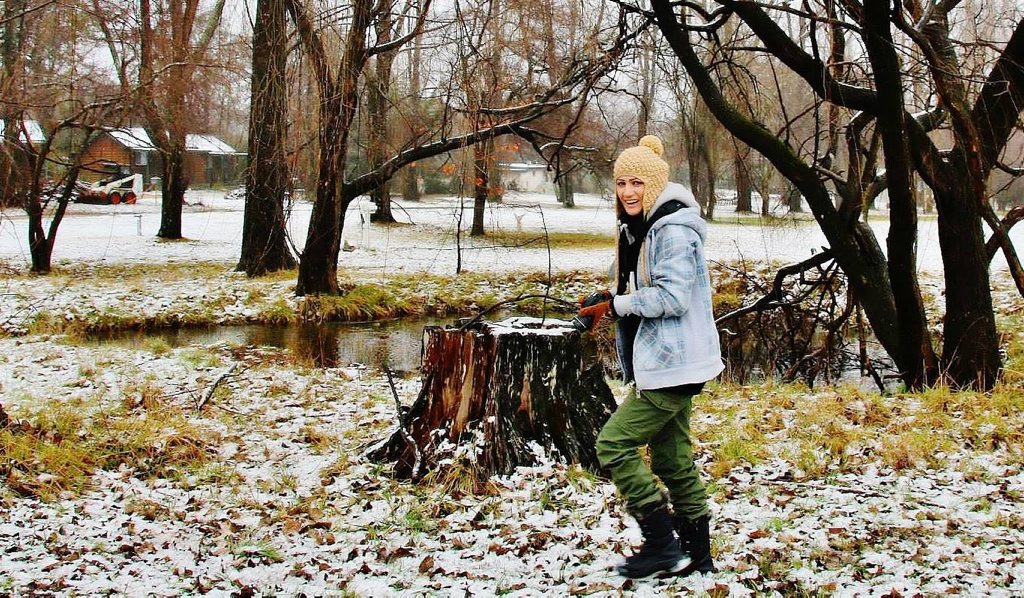 Artist and photographer Caralee Mirfin on a snow chase in 2015.