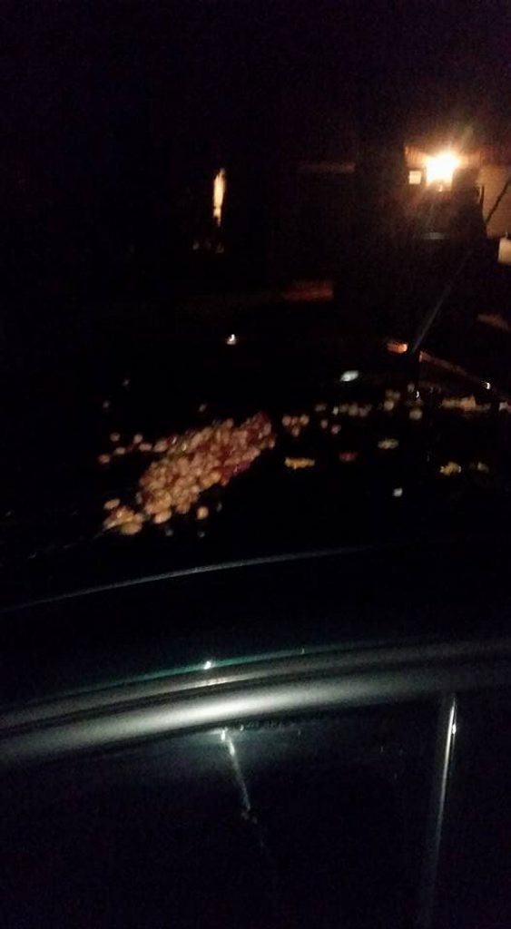Baked beans and vomit on the car in Stenner St. Baked beans and vomit on the car in Stenner St.
