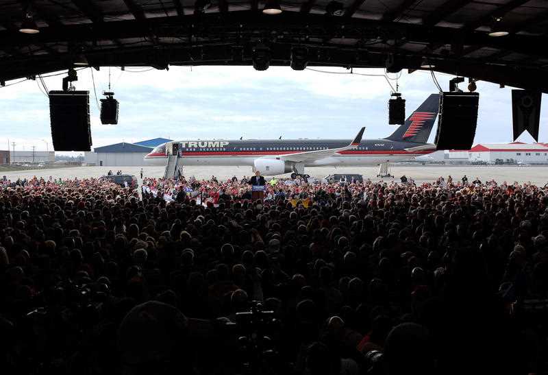 Republican presidential candidate, businessman Donald Trump, speaks at the Wright Brothers Aero Hangar during a rally, Saturday, March 12, 2016, in Vandalia, Ohio. Republican presidential candidate, businessman Donald Trump, speaks at the Wright Brothers Aero Hangar during a rally, Saturday, March 12, 2016, in Vandalia, Ohio.