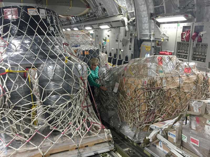 Australian Foreign Minister Julie Bishop inspects pallets and packages of Australian aid on a C17 bound for Fiji, Canberra, Sunday, March 13, 2016. The minister will visit communities hit by cyclone winston and meet Australian aid workers helping locals rebuild. Australian Foreign Minister Julie Bishop inspects pallets and packages of Australian aid on a C17 bound for Fiji, Canberra, Sunday, March 13, 2016. The minister will visit communities hit by cyclone winston and meet Australian aid workers helping locals rebuild.