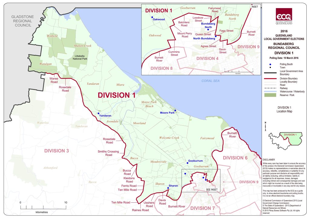 ELECTION 2016: Division 1 map Photo Electoral Commision Queensland. ELECTION 2016: Division 1 map Photo Electoral Commision Queensland.