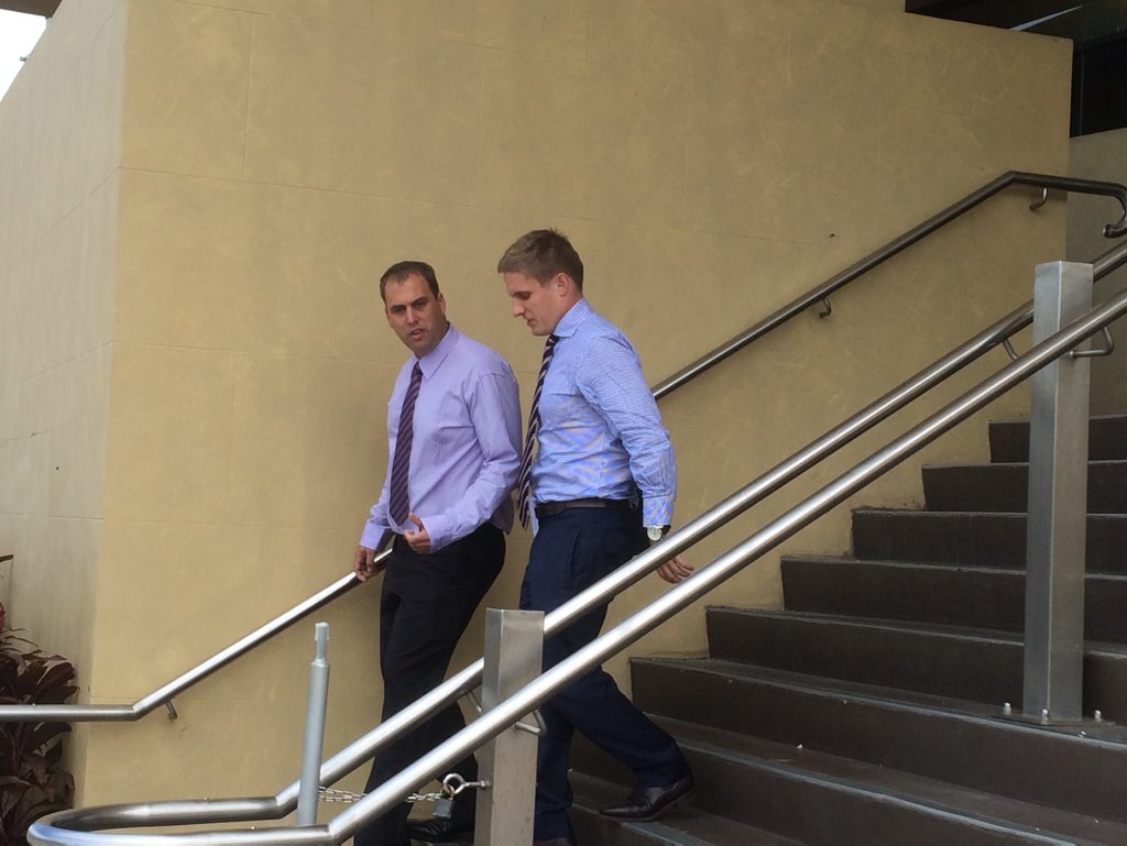 Former police officer Trent Christopher Birthisel, 31, (left) allegedly raped a 20-year-old woman. He faced court today. Former police officer Trent Christopher Birthisel, 31, (left) allegedly raped a 20-year-old woman. He faced court today.