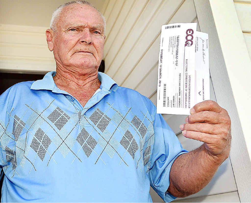 NOT HAPPY: Bob Montgomery from Wisteria Drive at Eli Waters with ECQ letters saying he’s in Division 6, then another to say they got it wrong and he’s really in Division 8. NOT HAPPY: Bob Montgomery from Wisteria Drive at Eli Waters with ECQ letters saying he’s in Division 6, then another to say they got it wrong and he’s really in Division 8.