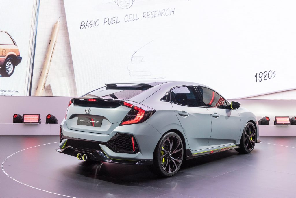 The Honda Civic Hatch Prototype featured at the 2016 Geneva Motor Show. The Honda Civic Hatch Prototype featured at the 2016 Geneva Motor Show.