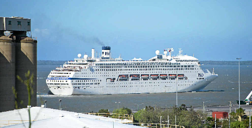 SHIP AHOY: P&O; Cruise ship Pacific Dawn leaves the Gladstone port. SHIP AHOY: P&O; Cruise ship Pacific Dawn leaves the Gladstone port.