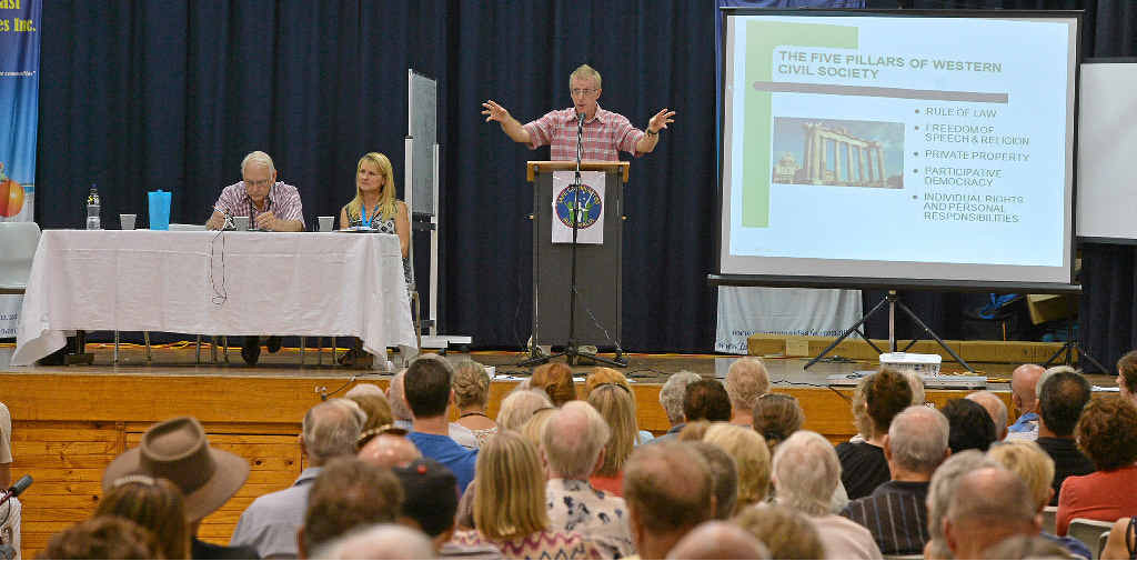 LISTENING: The crowd tunes in to a forum on Islam held by Sunshine Coast Safe Communities. LISTENING: The crowd tunes in to a forum on Islam held by Sunshine Coast Safe Communities.