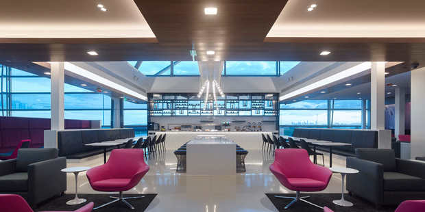 Air New Zealand's new Brisbane Lounge is located on the upper level of the airport next to gate 81. Air New Zealand's new Brisbane Lounge is located on the upper level of the airport next to gate 81.