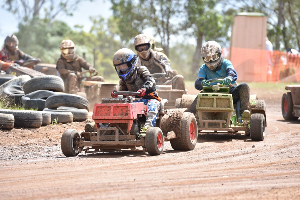 Image for sale: Mower racing at Maryborough - 12 yr old Allan Heggie from Maryborough leads the field around the first bend.
