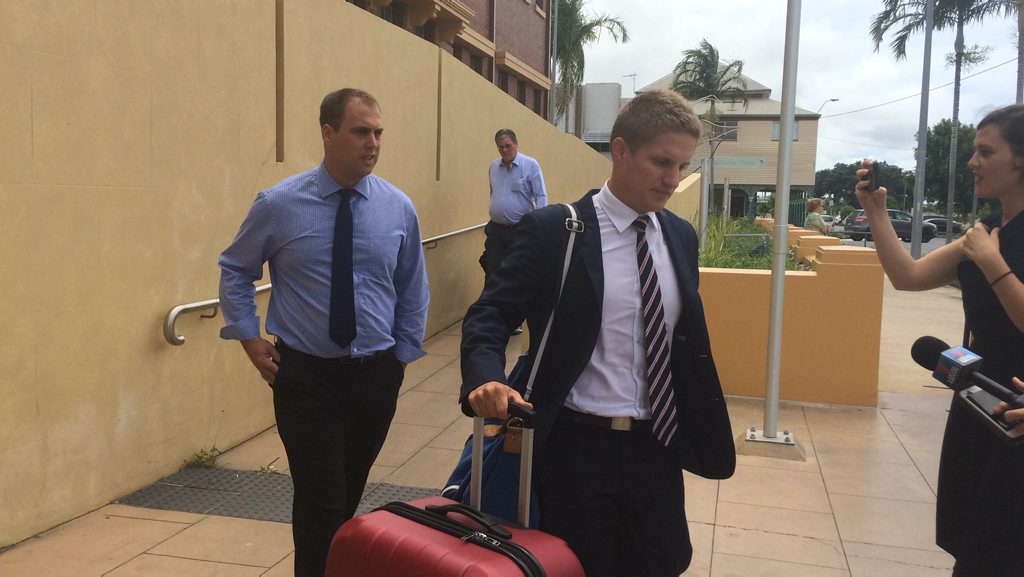 Former police officer Trent Christopher Birthisel (left) has been found not guilty on all counts of raping a 20-year-old woman. In the background is his defence barrister Stephen Zillman and on the right is solicitor Callan Lloyd. Photo Lucy Smith / Daily Mercury Former police officer Trent Christopher Birthisel (left) has been found not guilty on all counts of raping a 20-year-old woman. In the background is his defence barrister Stephen Zillman and on the right is solicitor Callan Lloyd. Photo Lucy Smith / Daily Mercury