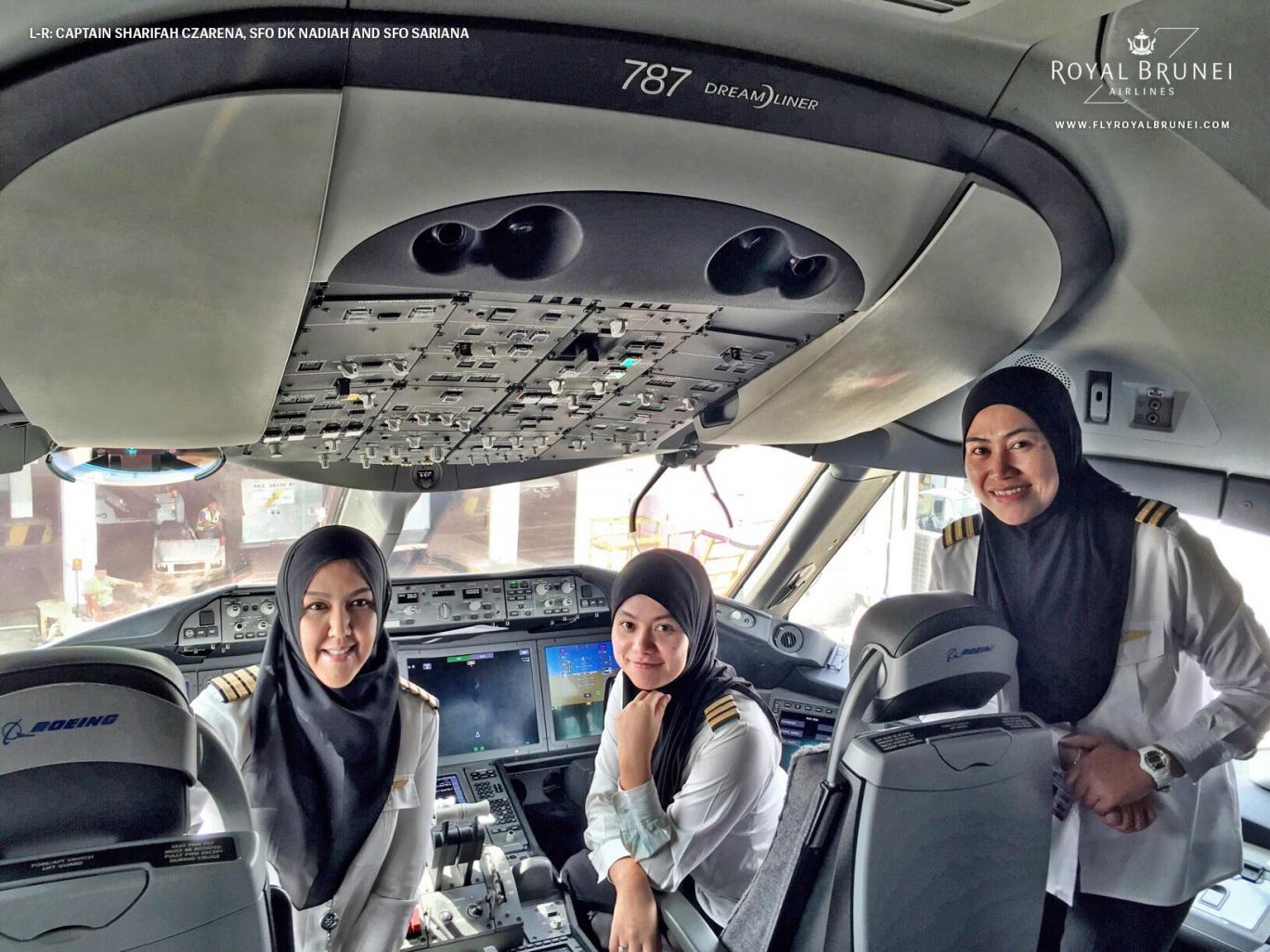 The all-female flight deck crew Royal Brunei Airlines The all-female flight deck crew Royal Brunei Airlines
