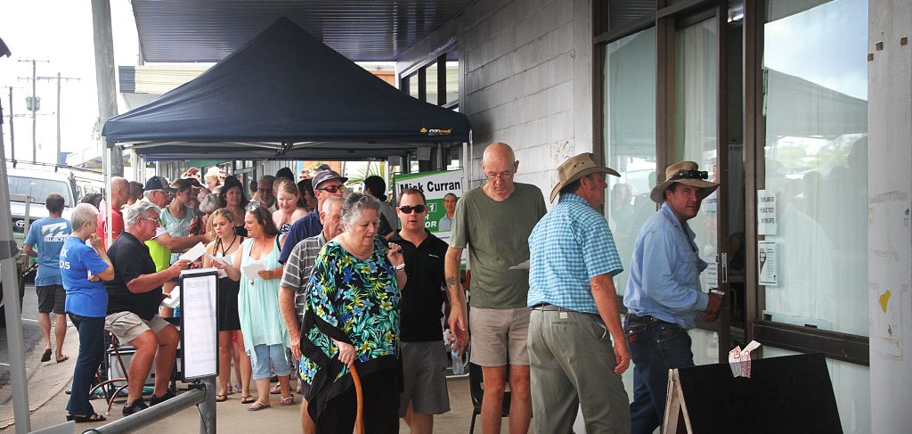 Gympie region voters line up to pre-poll vote on Thursday. By tonight almost 20% of voters will have cast their vote.