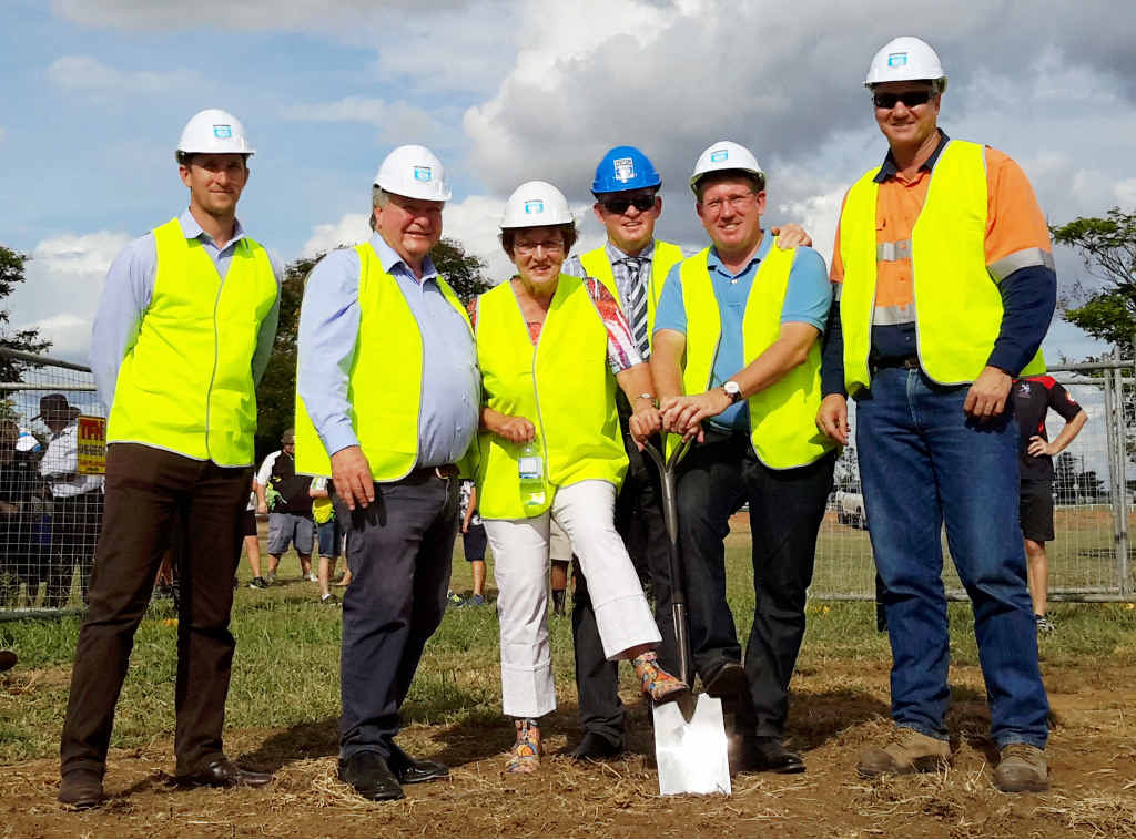 PROJECT STARTED: Hutchinson Builders' Nick Coltup, Flynn MP Ken O'Dowd, Cr Gail Nixon, Cr Kevin Pickersgill, Cr Kev Cracknell and Blackwater Coal Production manager Doug MacGibbon at the sod turning. PROJECT STARTED: Hutchinson Builders' Nick Coltup, Flynn MP Ken O'Dowd, Cr Gail Nixon, Cr Kevin Pickersgill, Cr Kev Cracknell and Blackwater Coal Production manager Doug MacGibbon at the sod turning.