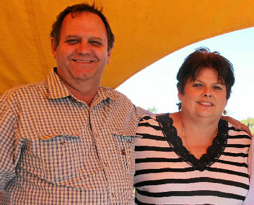 BAR FIXTURE: Jenny Lucas with Central Highlands mayor Peter Maguire at the Comet Cutting.