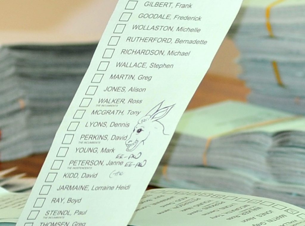 One of the hundreds of 'donkey votes' received by the Mackay ECQ office. PHOTO: Nat Bromhead / Daily Mercury One of the hundreds of 'donkey votes' received by the Mackay ECQ office. PHOTO: Nat Bromhead / Daily Mercury
